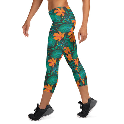 Sunflower Shade Mid-Rise Capri Leggings