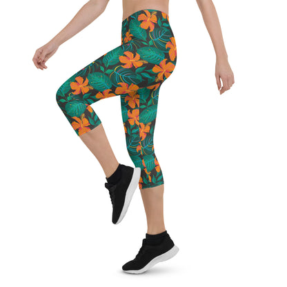 Sunflower Shade Mid-Rise Capri Leggings