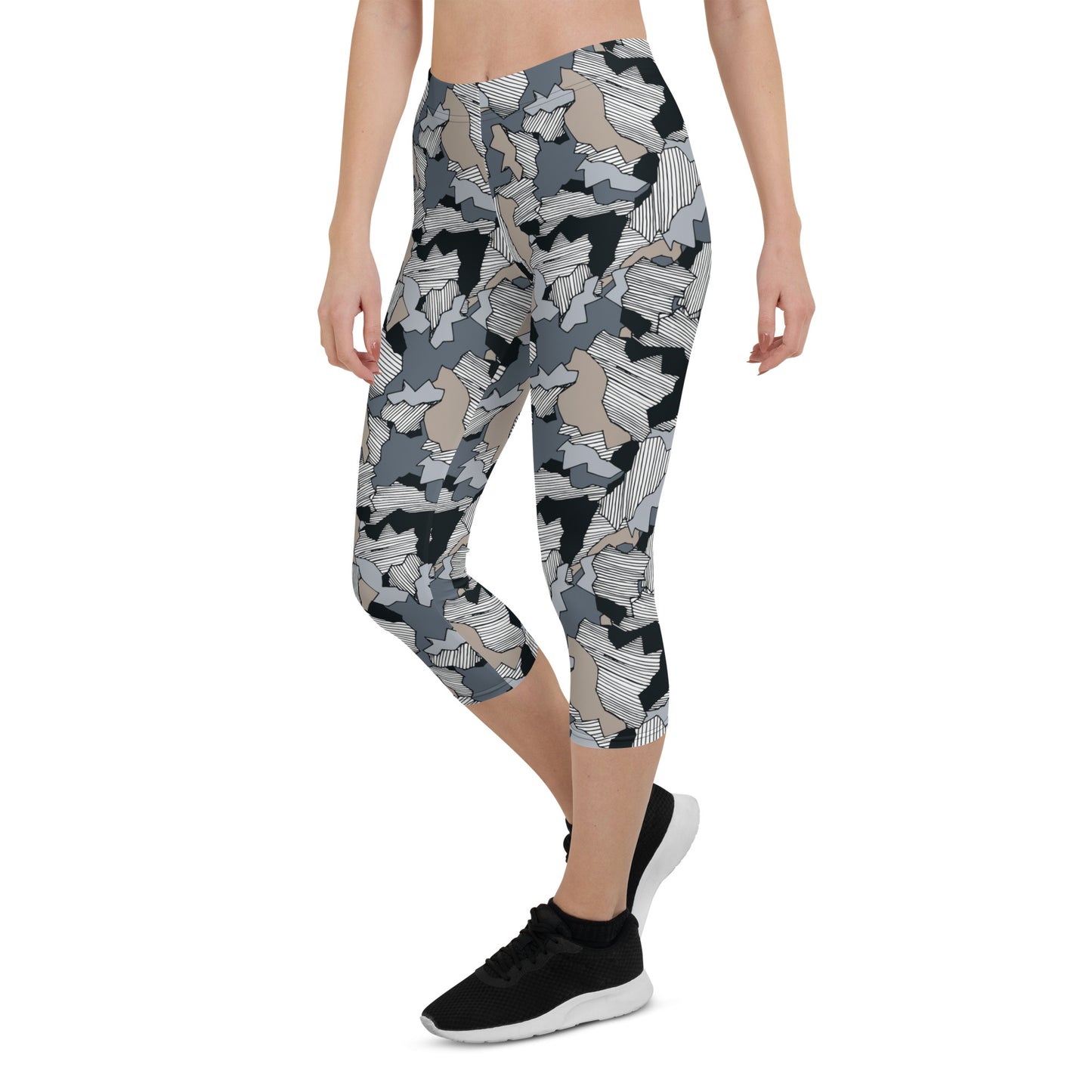 Patchwork Pulse Mid-Rise Capri Leggings