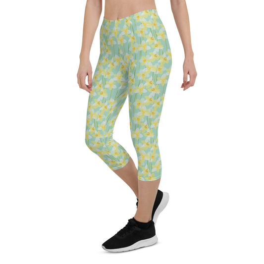 Sunrise Blossom Mid-Rise Capri Leggings