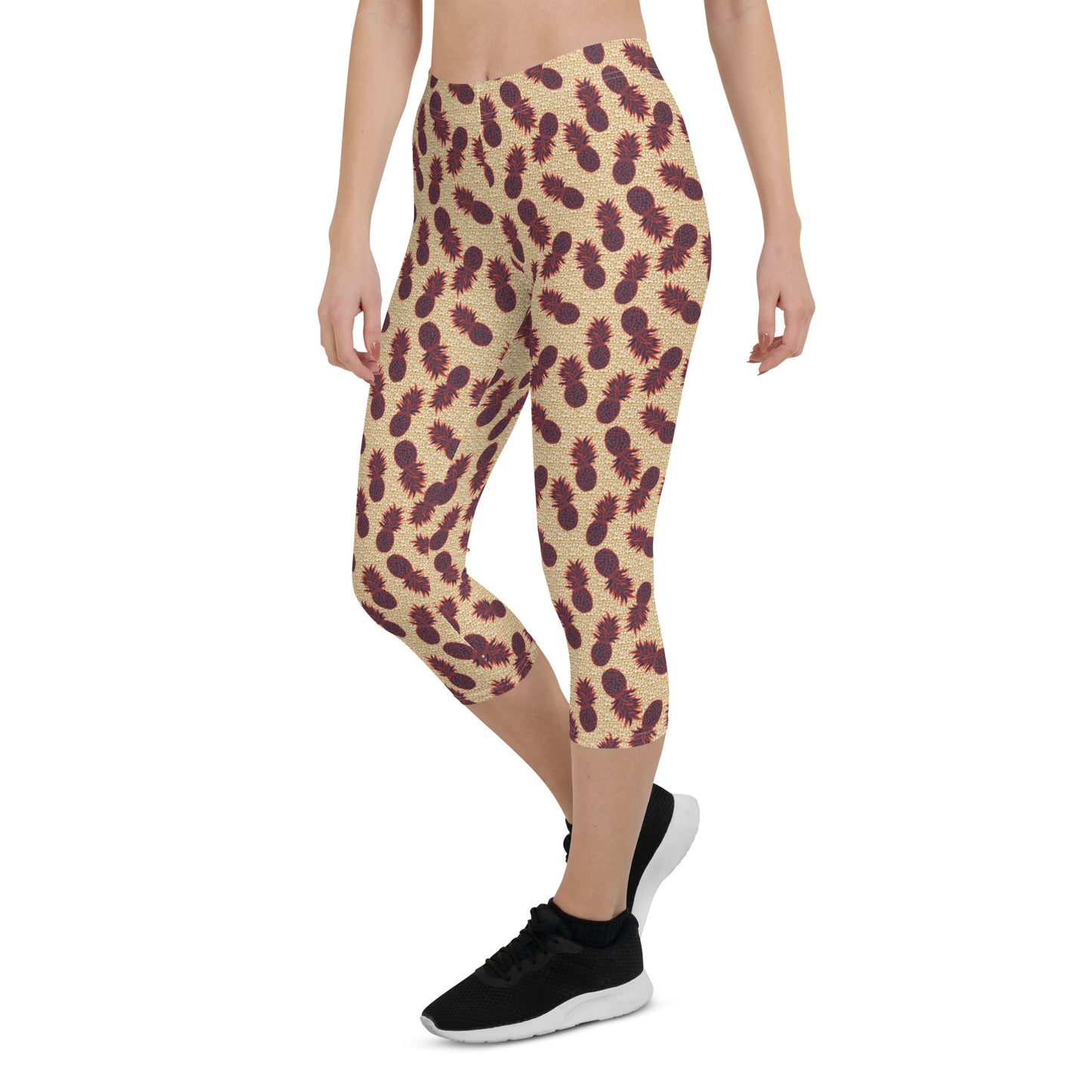 Sunny Pineapple Mid-Rise Capri Leggings