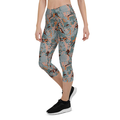 Marble Motion Mid-Rise Capri Leggings