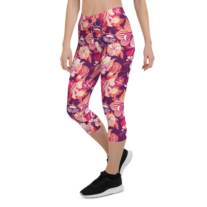 Mystic Petals Mid-Rise Capri Leggings