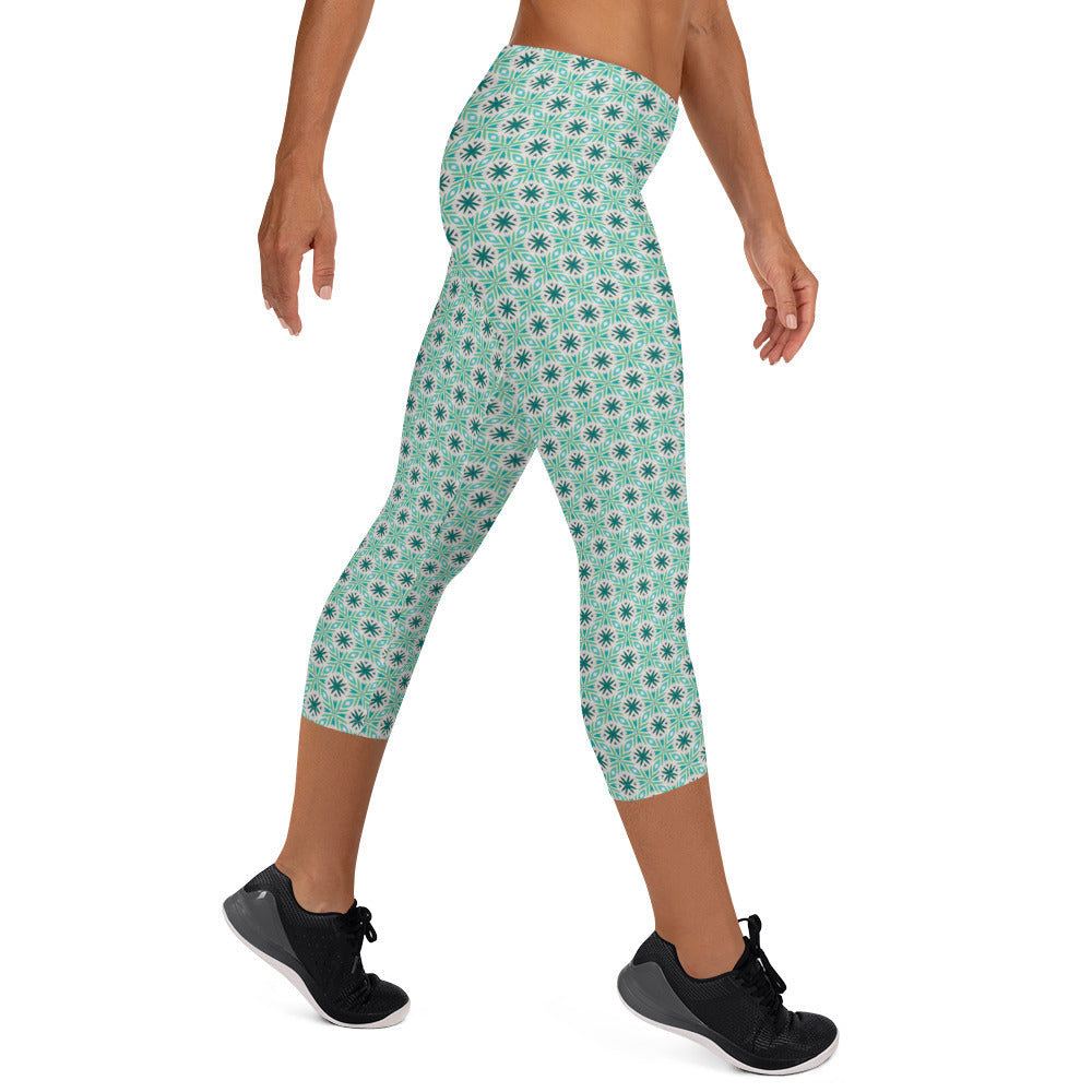 Ocean Whispers Mid-Rise Capri Leggings