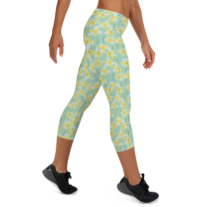 Sunrise Blossom Mid-Rise Capri Leggings