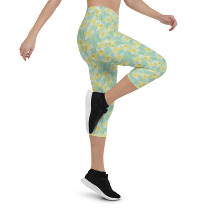 Sunrise Blossom Mid-Rise Capri Leggings