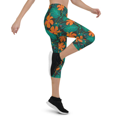 Sunflower Shade Mid-Rise Capri Leggings