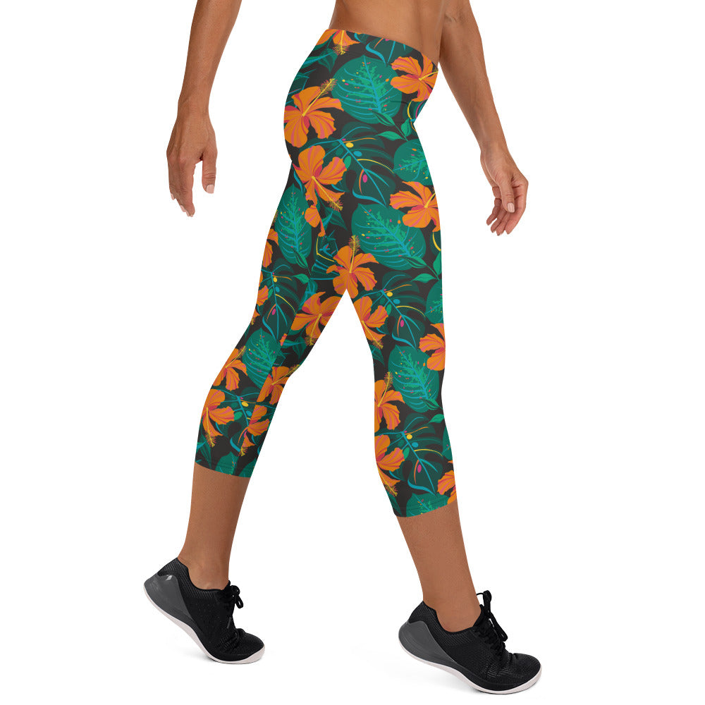 Sunflower Shade Mid-Rise Capri Leggings