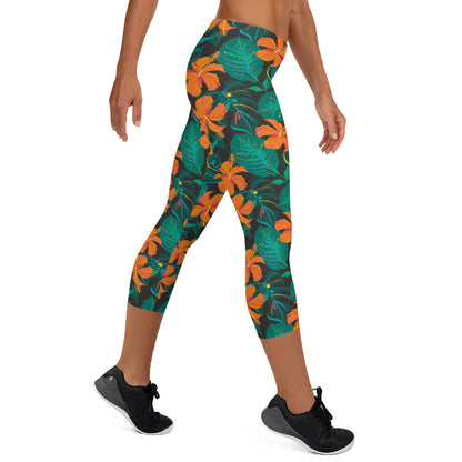 Sunflower Shade Mid-Rise Capri Leggings