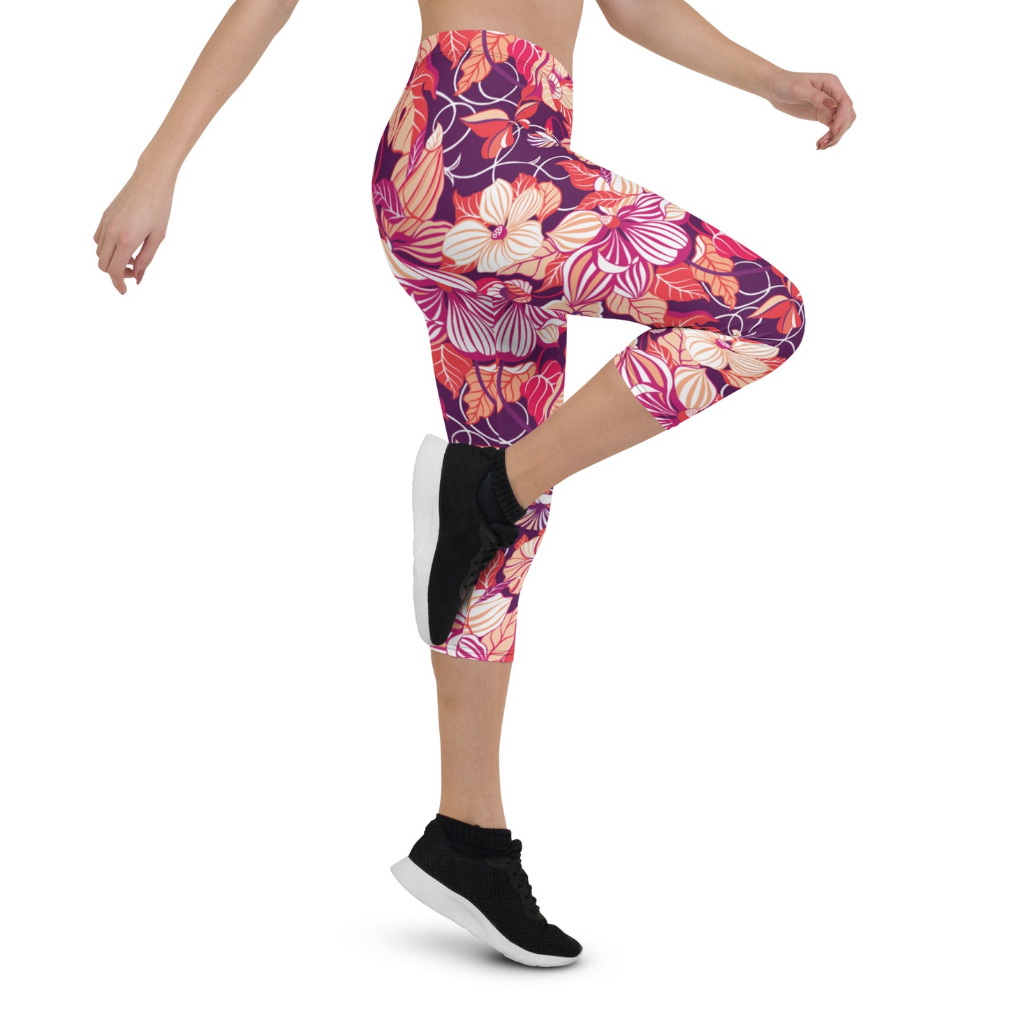 Mystic Petals Mid-Rise Capri Leggings