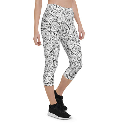 Monochrome Contrast Mid-Rise Capri Leggings