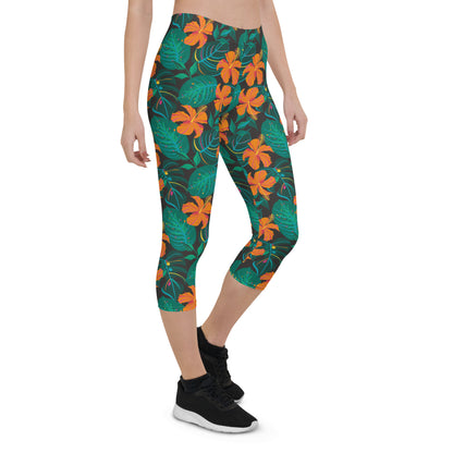 Sunflower Shade Mid-Rise Capri Leggings