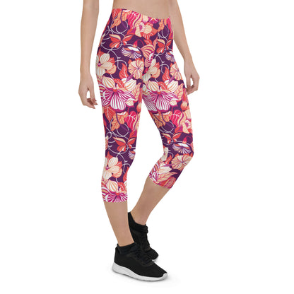 Mystic Petals Mid-Rise Capri Leggings