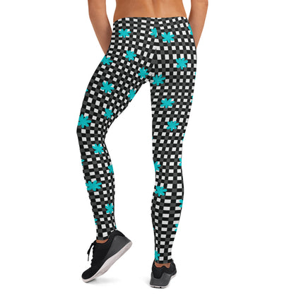 Blossom Grid Mid-Rise Leggings