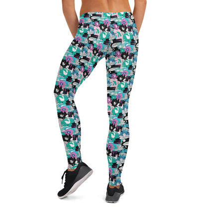 Azure Blossom Mid-Rise Leggings