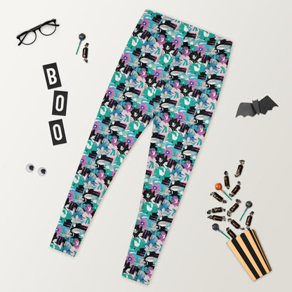 Azure Blossom Mid-Rise Leggings