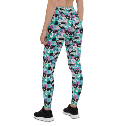 Azure Blossom Mid-Rise Leggings