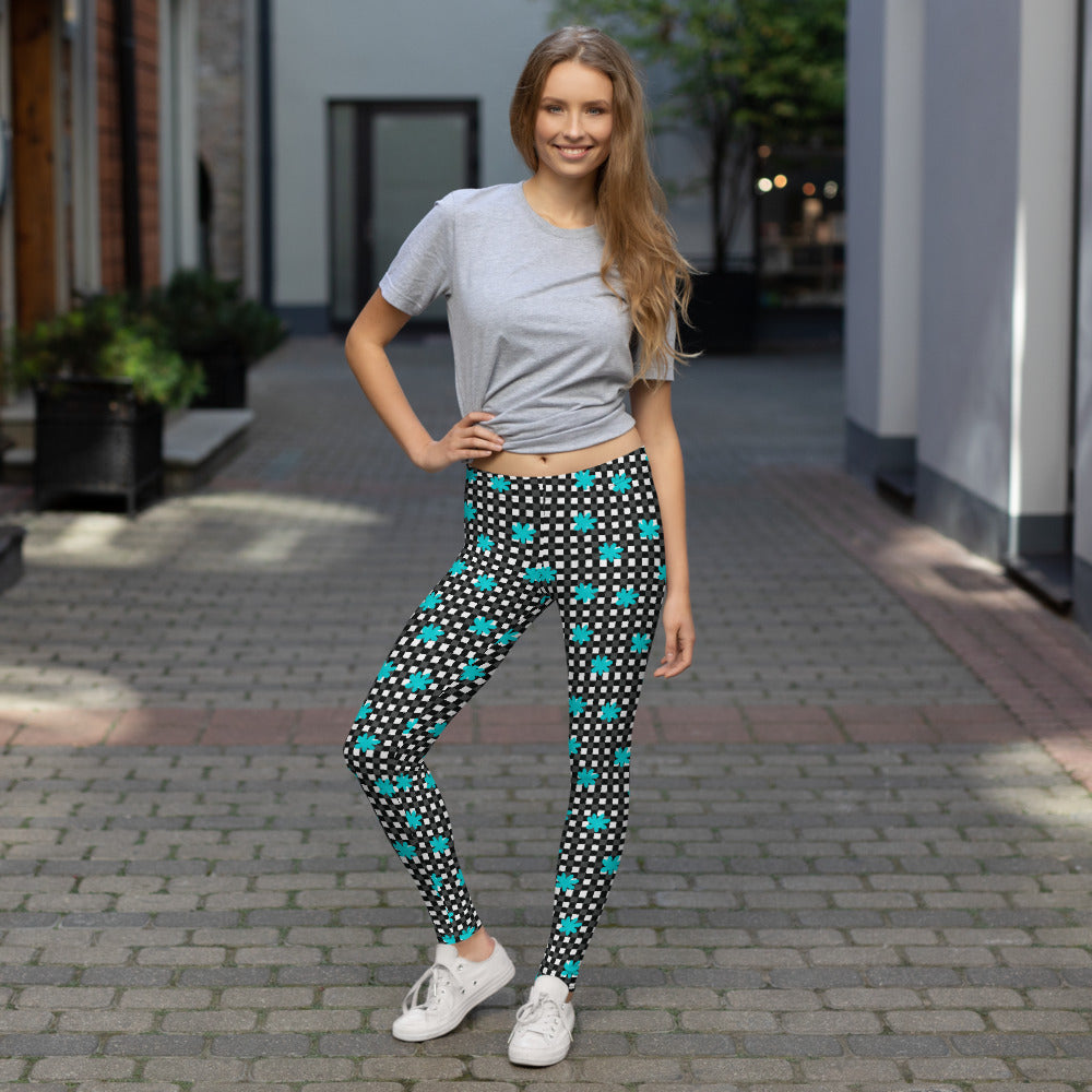 Floral Checkmate Activewear Mid-Rise Leggings