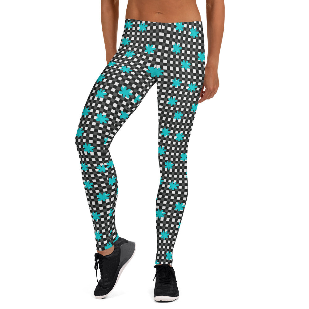 Floral Checkmate Activewear Mid-Rise Leggings