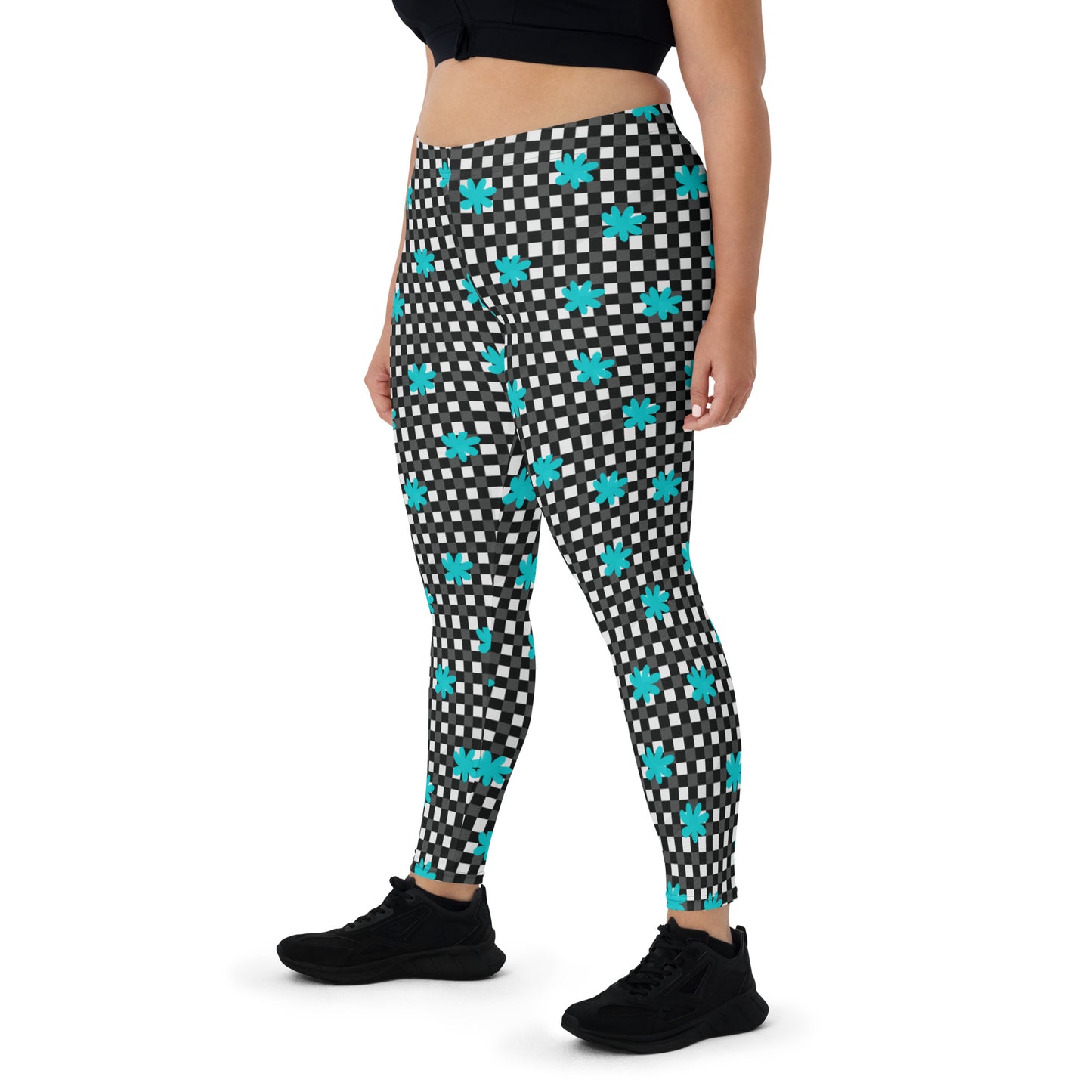 Blossom Grid Mid-Rise Leggings