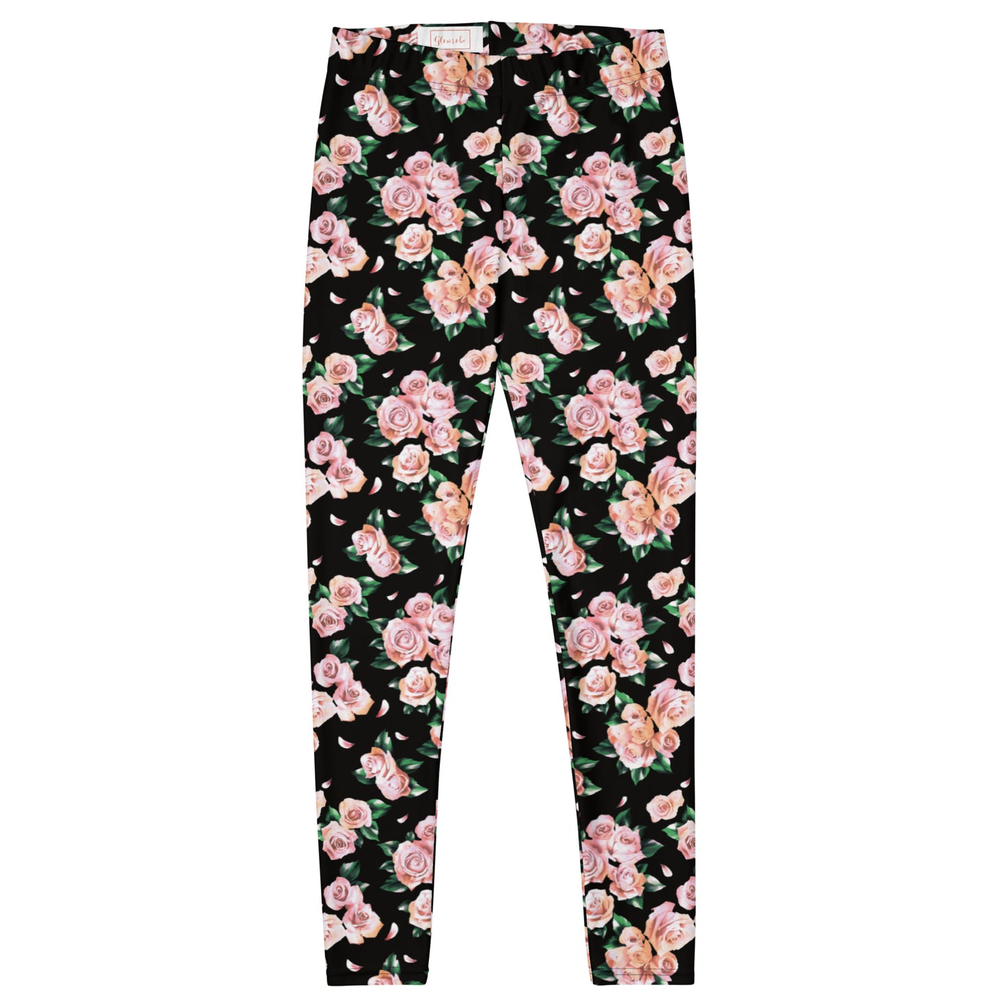 Floral Finesse Black Activewear Mid-Rise Leggings