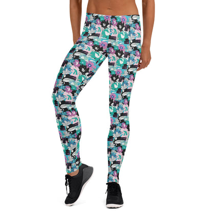 Azure Blossom Mid-Rise Leggings