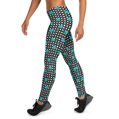 Floral Checkmate Activewear Mid-Rise Leggings