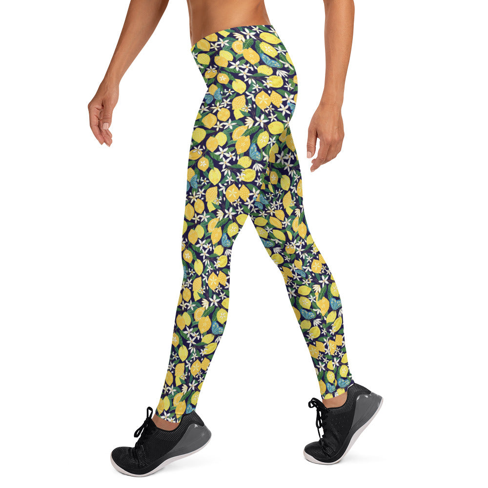 Lemon Blossom Activewear Mid-Rise Leggings