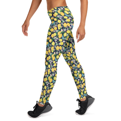 Lemon Blossom Activewear Mid-Rise Leggings