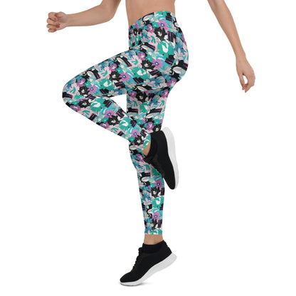 Azure Blossom Mid-Rise Leggings