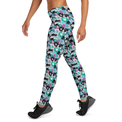 Azure Blossom Mid-Rise Leggings