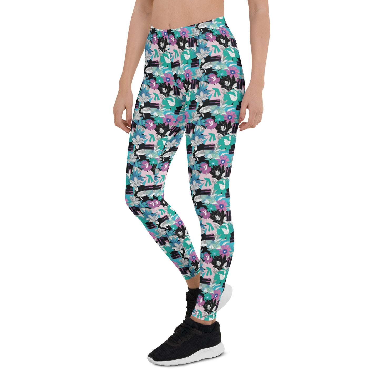 Azure Blossom Mid-Rise Leggings