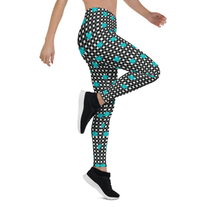 Floral Checkmate Activewear Mid-Rise Leggings