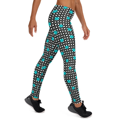 Floral Checkmate Activewear Mid-Rise Leggings