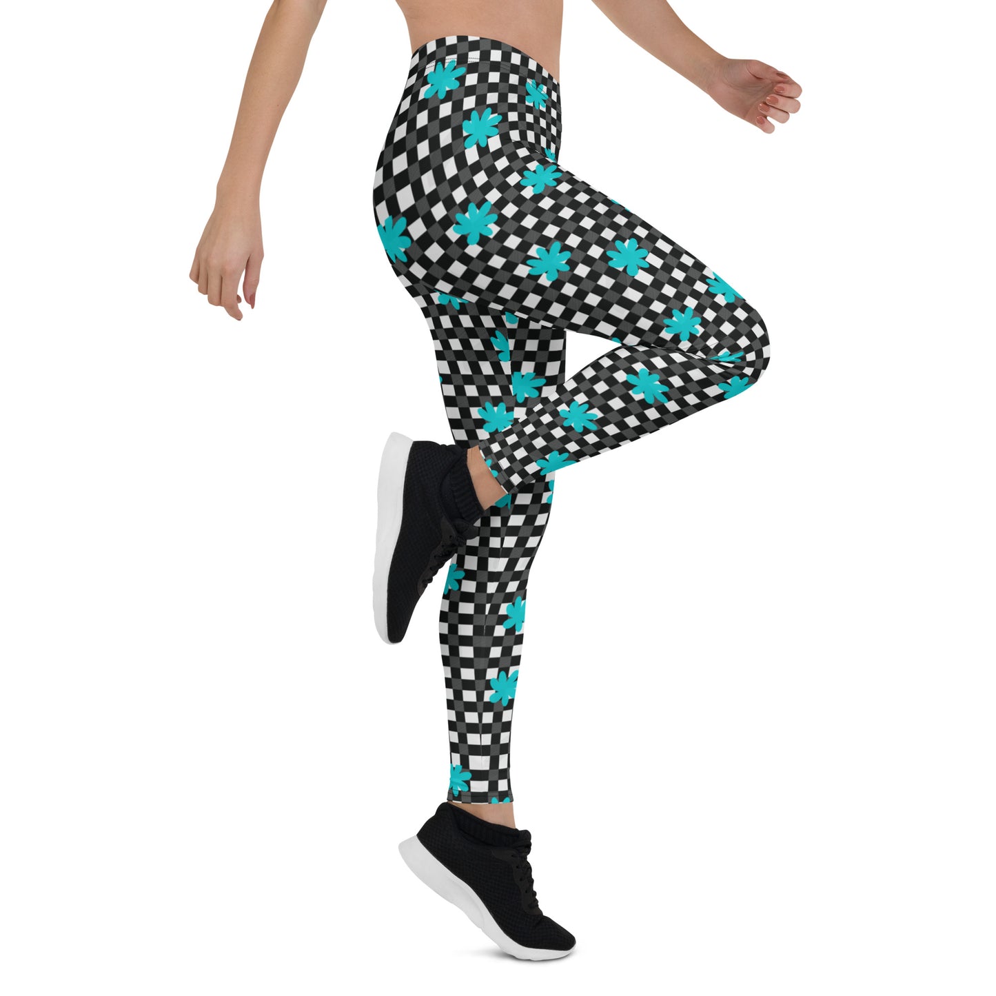 Blossom Grid Mid-Rise Leggings