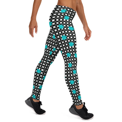 Blossom Grid Mid-Rise Leggings