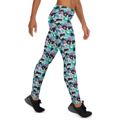 Azure Blossom Mid-Rise Leggings