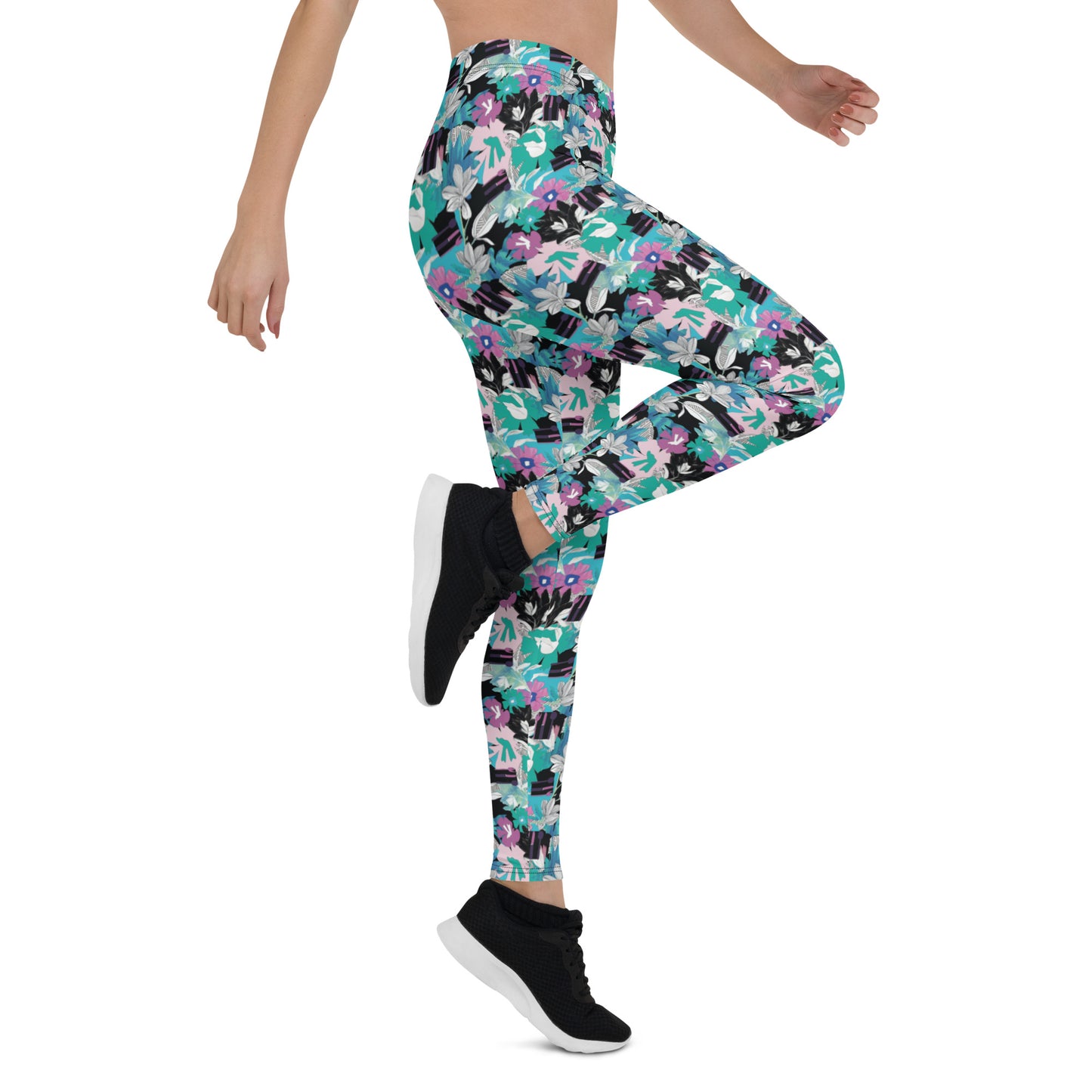 Azure Blossom Mid-Rise Leggings