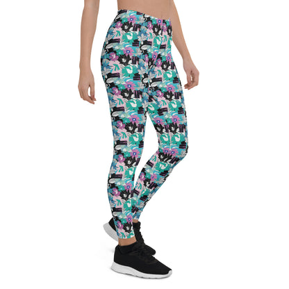 Azure Blossom Mid-Rise Leggings