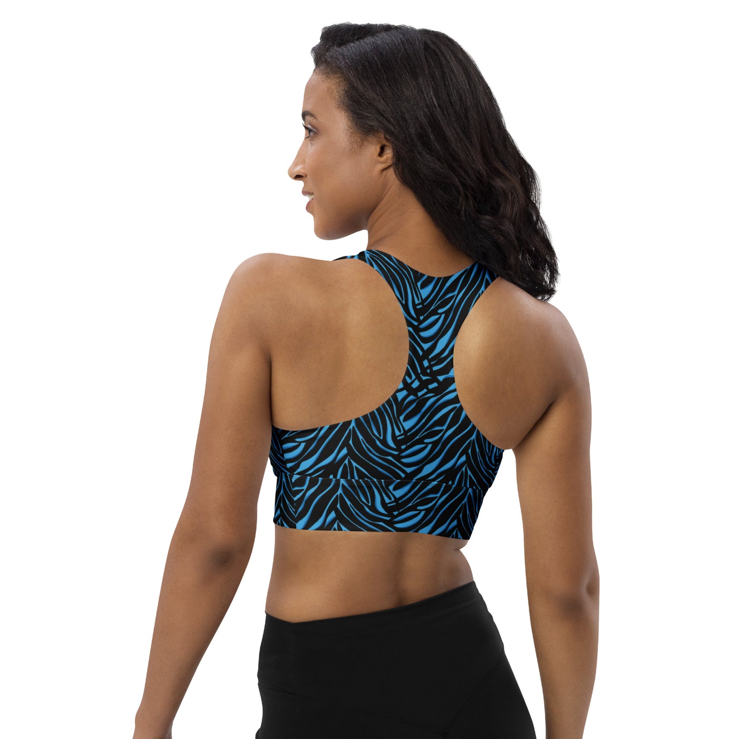 Azure Instinct Blue Longline Sports Bra