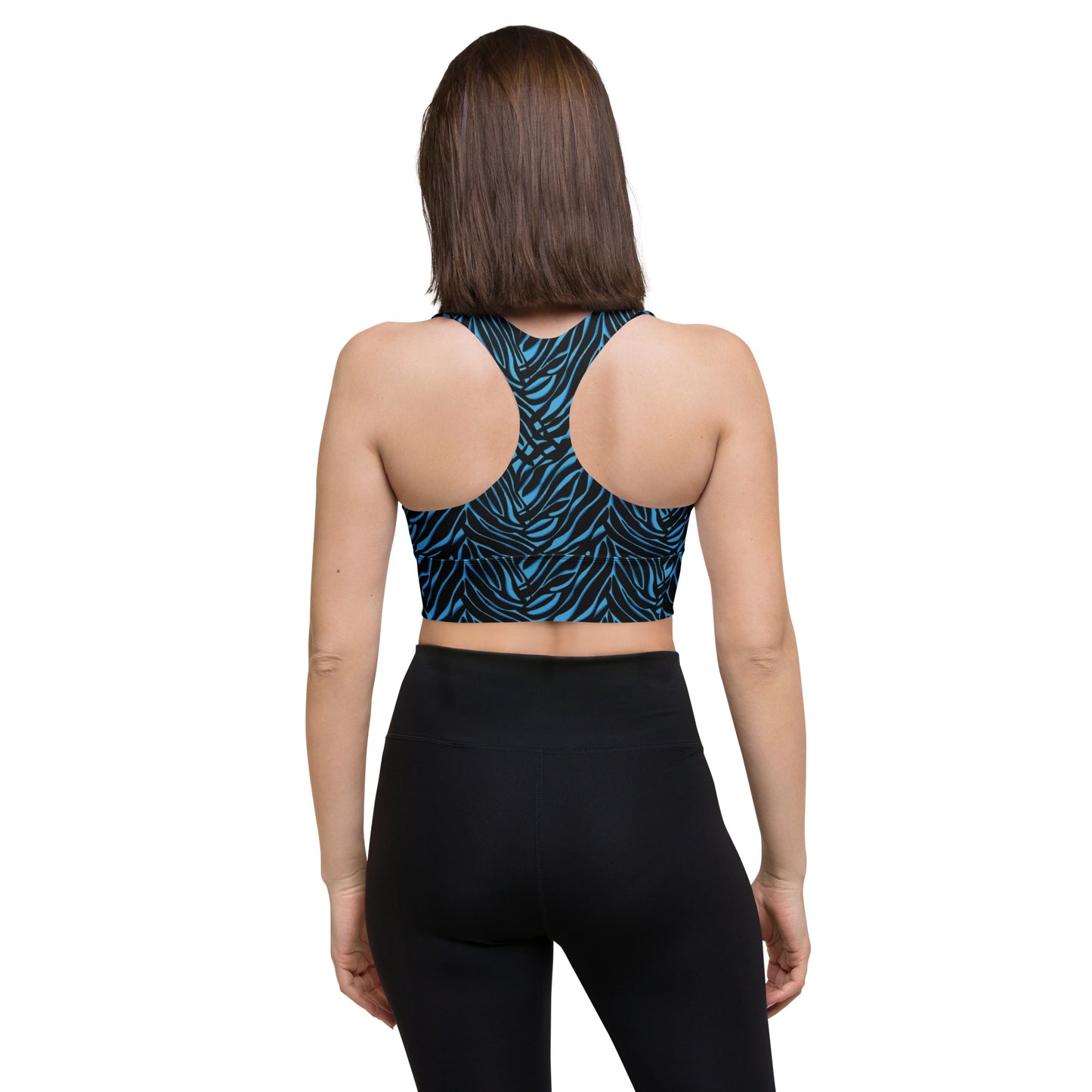 Azure Instinct Blue Longline Sports Bra