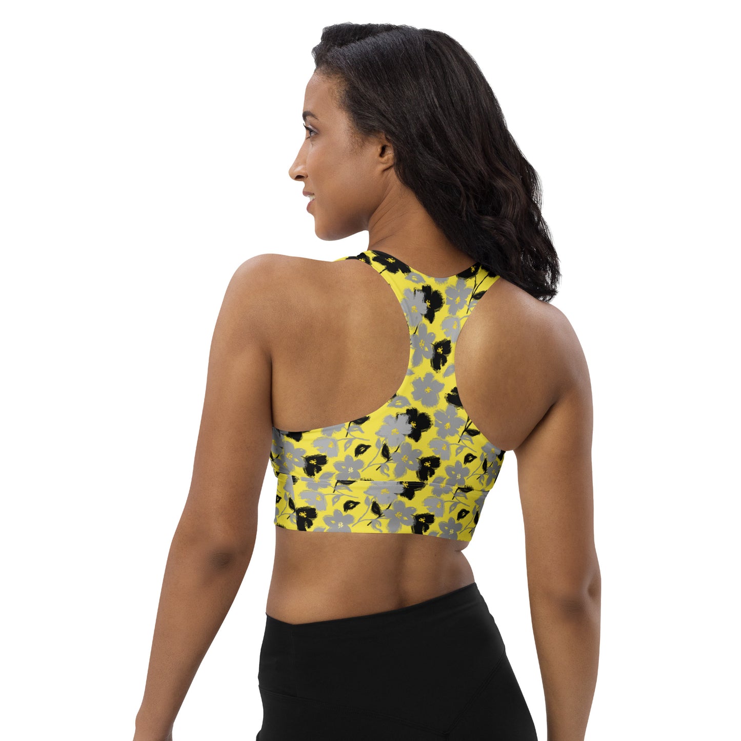 Golden Blossom Longline Sports Bra