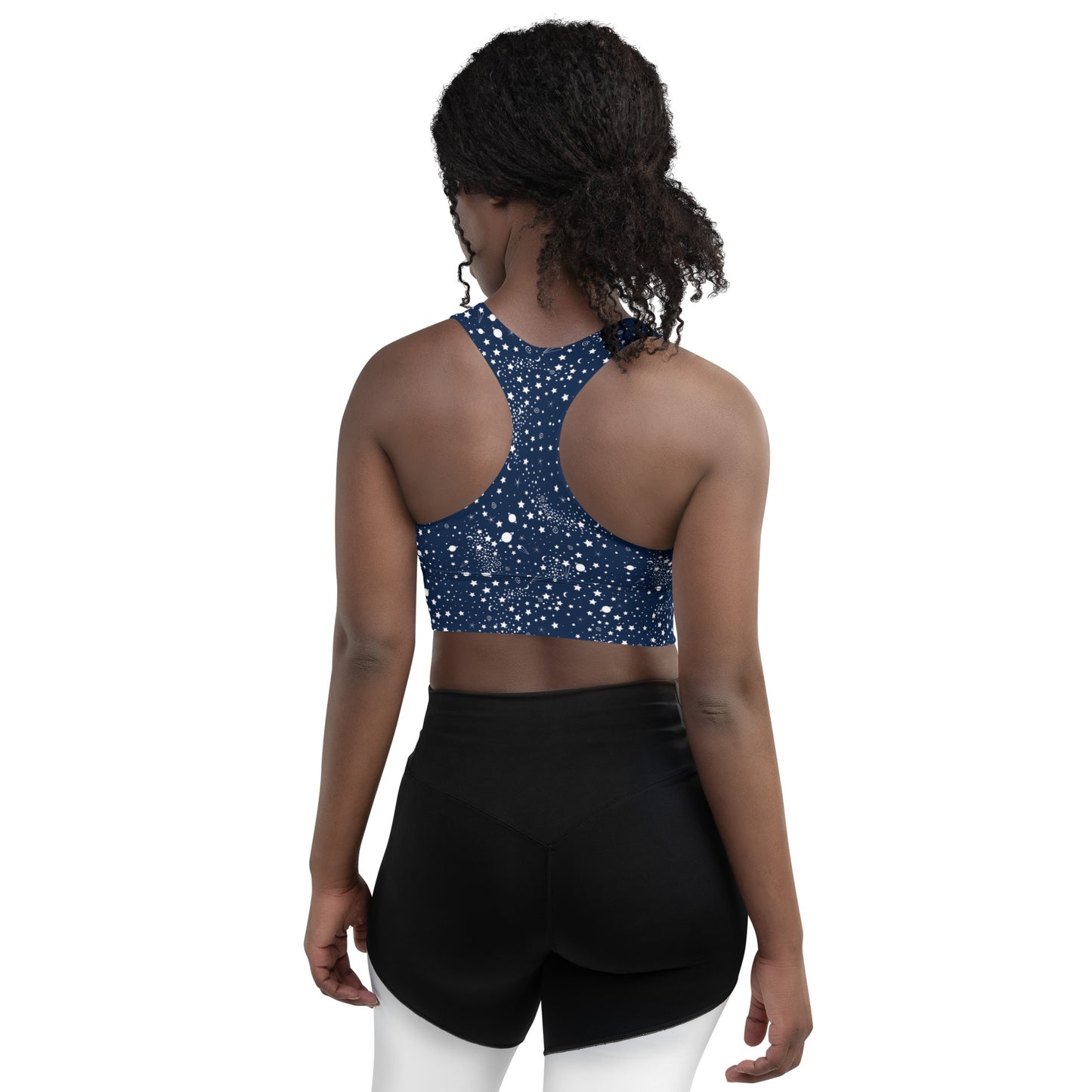 Starry Night Blue Longline Sports Bra