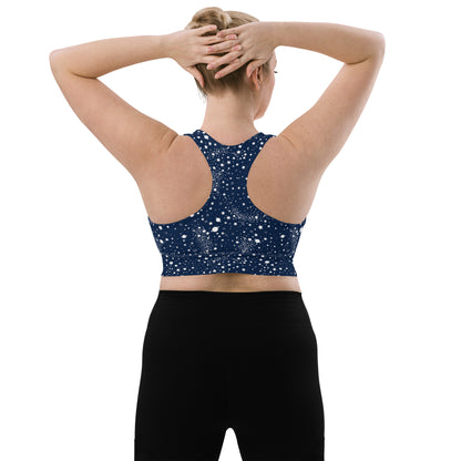 Starry Night Blue Longline Sports Bra