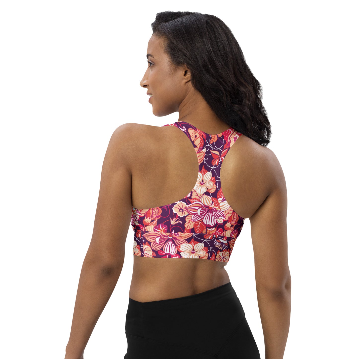 Mystic Petals Longline Sports Bra