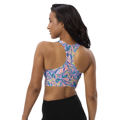 Marble Wave Longline Sports Bra