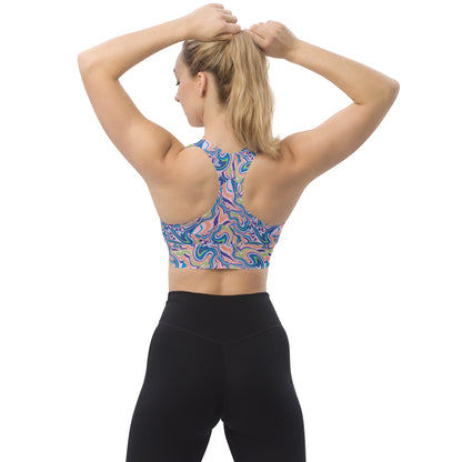 Marble Wave Longline Sports Bra