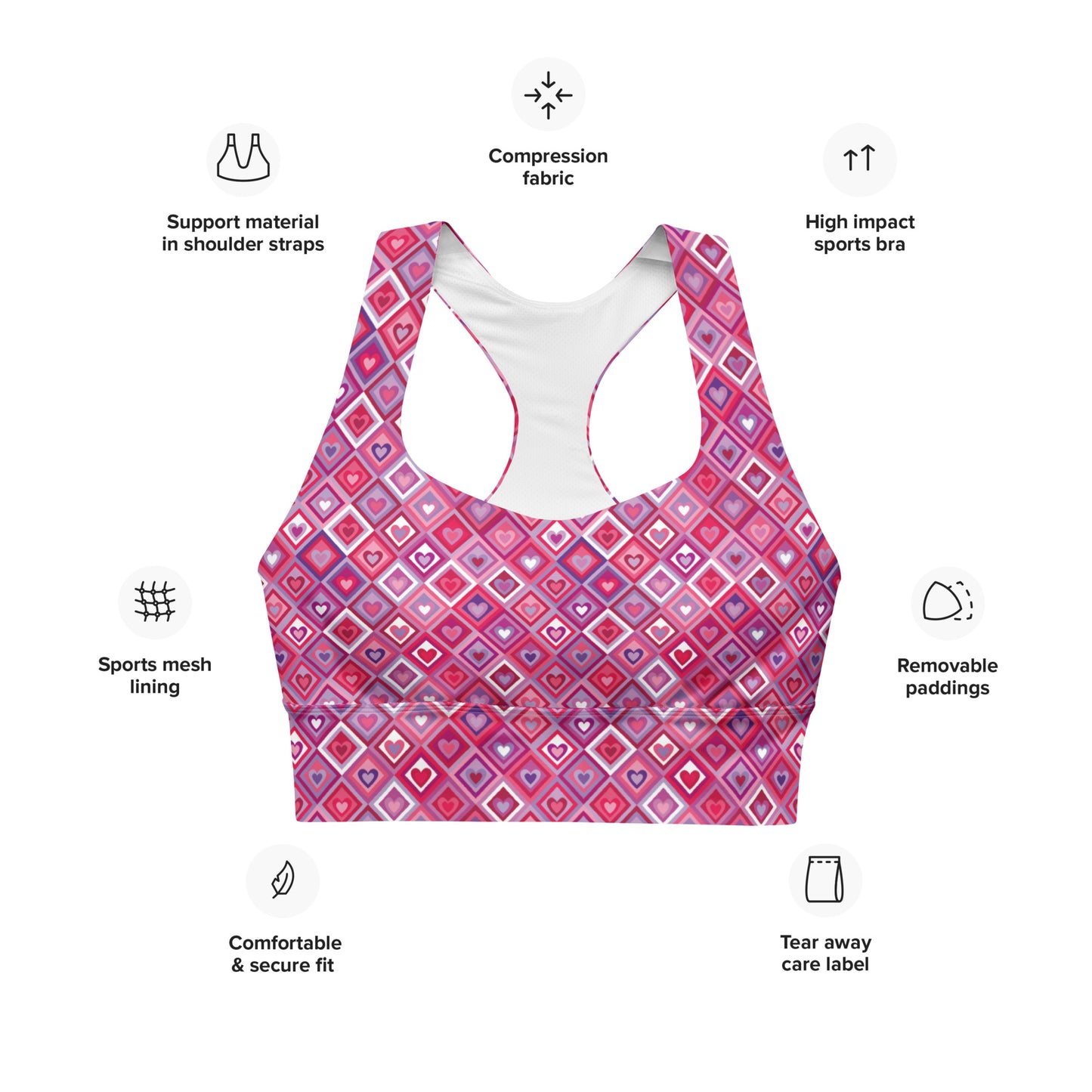 Heartbeat Charm Longline Sports Bra