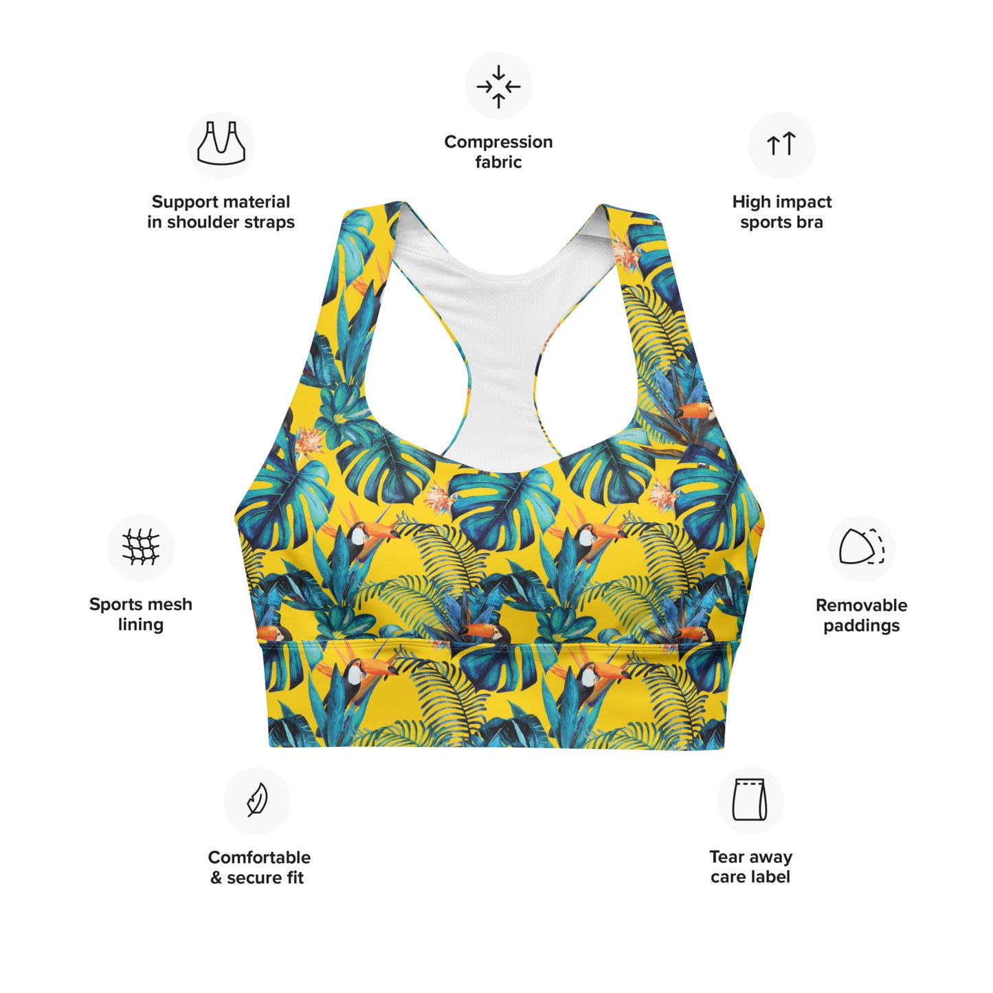 Lemon Leaf Longline Sports Bra