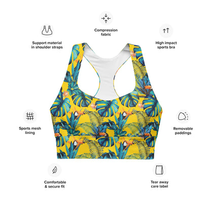 Lemon Leaf Longline Sports Bra